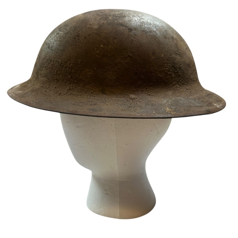 Original WW1 Doughboy M1917 Helmet with Satchel Stamped R/V 34 Red Paint  - Read
